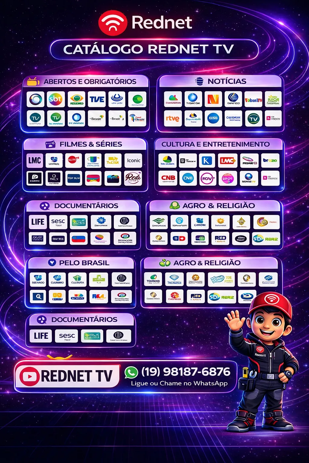 Catálogo de canais Rednet TV